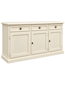 Madia Credenza Shabby Chic In Legno 3 Porte Avorio Patinato 156x42x85 (15F) vista frontale