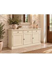 Madia Credenza Shabby Chic In Legno 3 Porte Avorio Patinato 156x42x85 (15F)