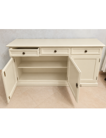 Madia Credenza Shabby Chic In Legno 3 Porte Avorio Patinato 156x42x...