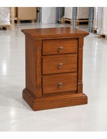 Comodino 3 cassetti arte povera capitello legno tinta noce 60x40x72 (416)