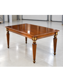 TAVOLO FISSO CLASSICO IN LEGNO FINITURA ELITE' E FOGLIA ORO L.170 P...
