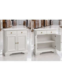 Credenza 2 Ante 2 cassetti arte povera legno massello bianco 90X40X94