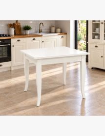 TAVOLO CLASSICO FISSO LEGNO BIANCO OPACO 90X90 (1239)