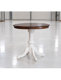 Tavolo tavolino rotondo legno shabby bianco noce 80x80x78