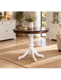 Tavolo tavolino rotondo legno shabby bianco noce 80x80x78