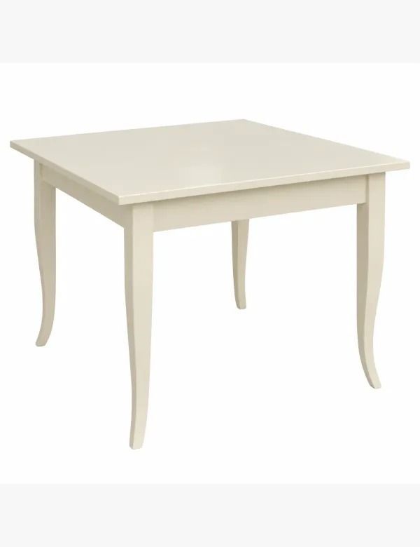 Tavolo fisso arte povera legno avorio 90x90x77 vista frontale