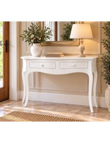 CONSOLLE 2 CASSETTI LEGNO BIANCO OPACO L.100 P.38 H.78 (1435)