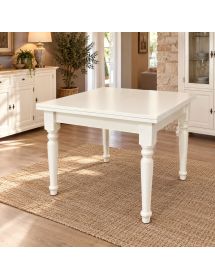 Tavolo quadrato Allungabile Legno Bianco gamba tornita 80x80 90x90 100x100