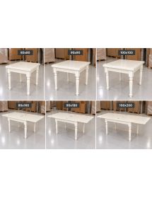 Tavolo quadrato Allungabile Legno Bianco gamba tornita 80x80 90x90 100x100