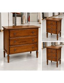 SET IN LEGNO COMO' 2 COMODINI ARTE POVERA TINTA NOCE (175)