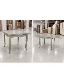 Tavolo quadrato Allungabile Legno shabby grigio anticato gamba sciabola 80x80 90x90 100x100