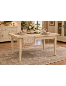 Tavolo rettangolare Allungabile Legno shabby bianco anticato 100x70 120x80 140x80 160x85