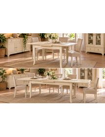Tavolo rettangolare Allungabile Legno shabby bianco anticato 100x70 120x80 140x80 160x85