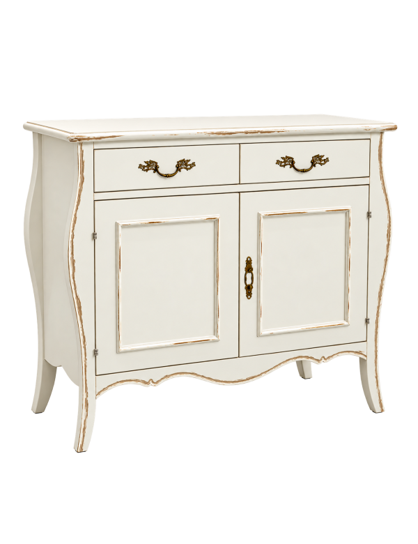 Madia Credenza classica legno bianco spigolato marrone 105x50x100