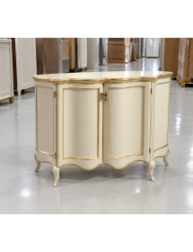 Credenza madia classica sagomata 2 porte legno avorio oro 124x38x90