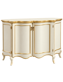 Credenza madia classica sagomata 2 porte legno avorio oro 124x38x90 vista frontale