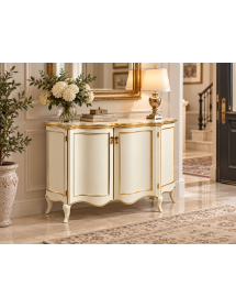 Credenza madia classica sagomata 2 porte legno avorio oro 124x38x90