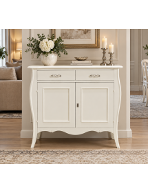 Madia Credenza in legno 2 porte shabby bianca 105x50x100
