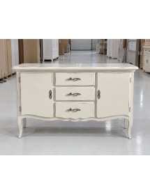 Credenza 2 porte 3 cassetti legno shabby bianco 150X45x96