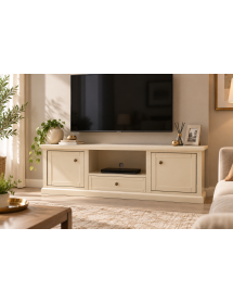 Porta tv 2 ante legno shabby avorio 160x46x56