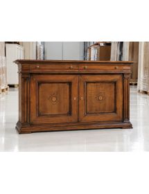 Credenza classica 2 porte 2 cassetti legno tinta noce segreto 200X58x113