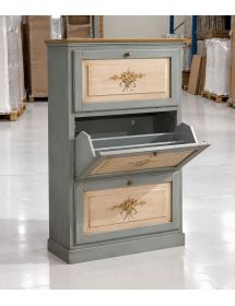 SCARPIERA 3 ANTE IN LEGNO MASSELLO AZZURRO/OCRA L.80 x P.30 H.130 (...
