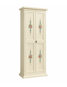 ARMADIETTO PORTA SCARPE LEGNO AVORIO E DECORI 77X45X193 vista frontale