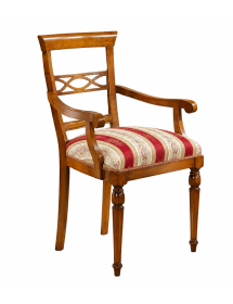 POLTRONA CLASSICA LEGNO IMBOTTITA TINTA NOCE 61x56x96 vista frontale