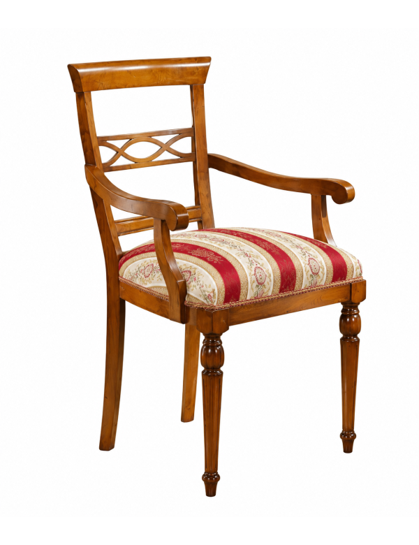 POLTRONA CLASSICA LEGNO IMBOTTITA TINTA NOCE 61x56x96 vista frontale