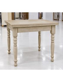 Tavolo quadrato Allungabile Legno Bianco anticato gamba tornita 80x...