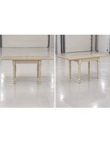 Tavolo quadrato Allungabile Legno Bianco anticato gamba tornita 80x...