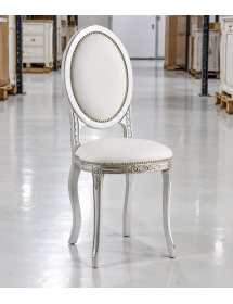 Sedia shabby legno argento ecopelle vari colori 40x41x103