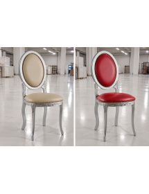 Sedia shabby legno argento ecopelle vari colori 40x41x103