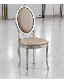 Sedia shabby legno argento ecopelle vari colori 40x41x103