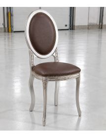 Sedia shabby legno argento ecopelle vari colori 40x41x103