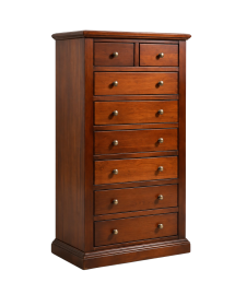 Cassettiera arte povera 8 cassetti in legno noce 66x40X129 vista frontale