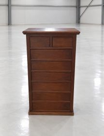 Cassettiera arte povera 8 cassetti in legno noce 66x40X129