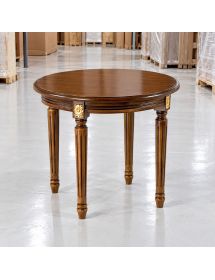 TAVOLINO ROTONDO DA SALOTTO IN LEGNO INTAGLIATO CON FREGI ORO 53x53x46
