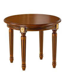 TAVOLINO ROTONDO DA SALOTTO IN LEGNO INTAGLIATO CON FREGI ORO 53x53x46