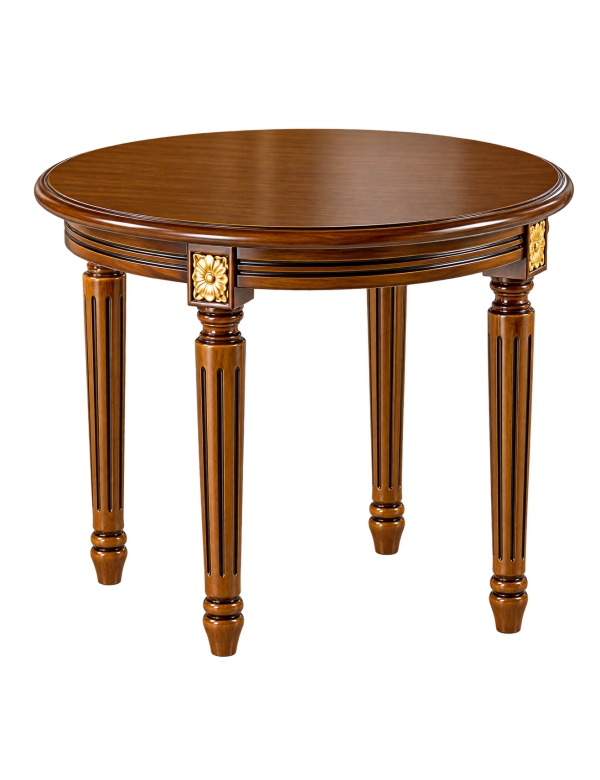TAVOLINO ROTONDO DA SALOTTO IN LEGNO INTAGLIATO CON FREGI ORO 53x53x46