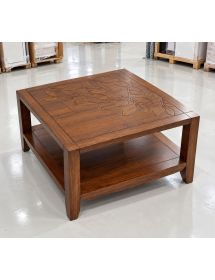 TAVOLINO CON DECORO FOGLIA LEGNO MASSELLO VARI COLORI 70X70X40