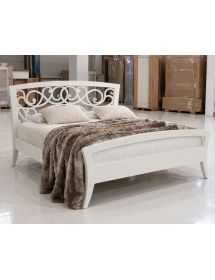LETTO ARTE POVERA TRAFORATO IN LEGNO BIANCO 184x210x120