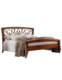 LETTO ARTE POVERA TRAFORATO IN LEGNO TINTA NOCE 184x210x120