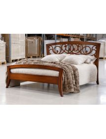 LETTO ARTE POVERA TRAFORATO IN LEGNO TINTA NOCE 184x210x120