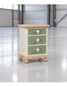 Comodino arte povera 3 cassetti legno shabby verde miele 50x38x65 (2213)