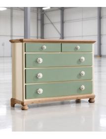 COMO 5 CASSETTI IN LEGNO VERDE E MIELE L.118 P.52 H.99 (2212)