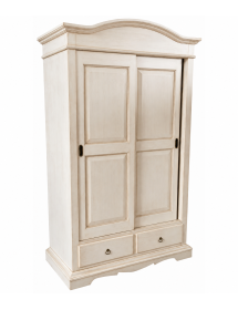 Armadio 2 ante scorrevoli legno shabby bianco anticato 122X59X200