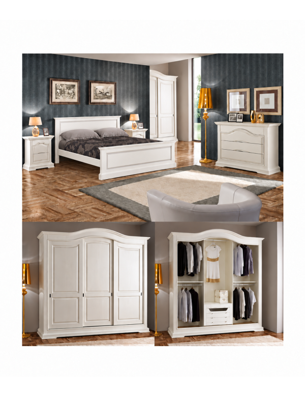 Camera da letto completa classica legno shabby chic bianco
