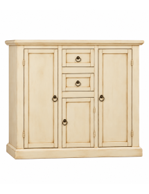 Madia Credenza in Legno Avorio Anticato 3 Ante e 2 Cassetti L.100 P.39 H.85