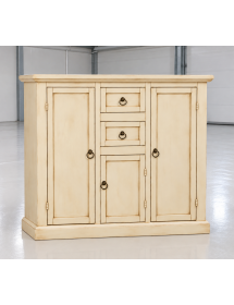 Madia Credenza in Legno Avorio Anticato 3 Ante e 2 Cassetti L.100 P.39 H.85